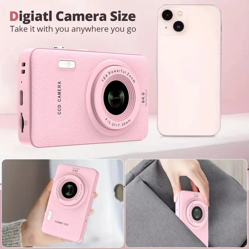 1080P Point & Shoot Camera, Auto Focus, 16x Zoom, 32GB Card, Compact Digital Camera for Teens & Beginners