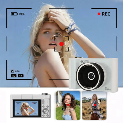 Digital Foldable Vlogging Camera, 32GB SD Card, Self Timer, Wrist Strap – Perfect Gift for Teens & Beginners