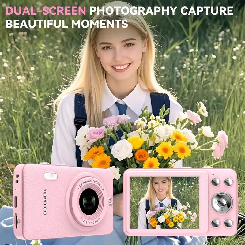 1080P Point & Shoot Camera, Auto Focus, 16x Zoom, 32GB Card, Compact Digital Camera for Teens & Beginners