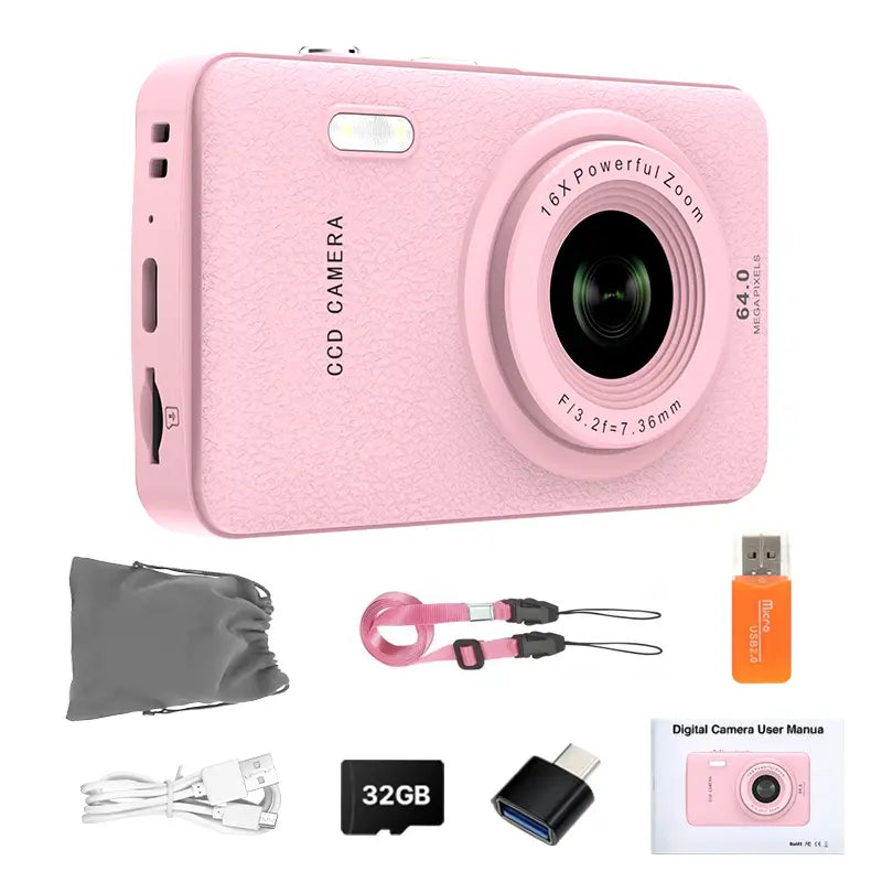 1080P Point & Shoot Camera, Auto Focus, 16x Zoom, 32GB Card, Compact Digital Camera for Teens & Beginners