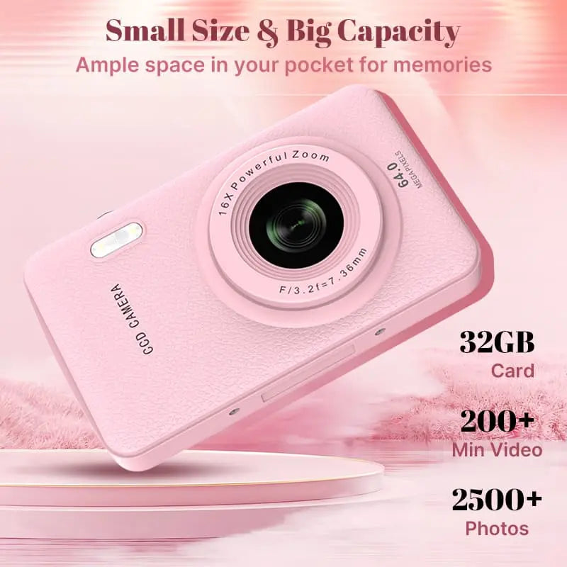 1080P Point & Shoot Camera, Auto Focus, 16x Zoom, 32GB Card, Compact Digital Camera for Teens & Beginners