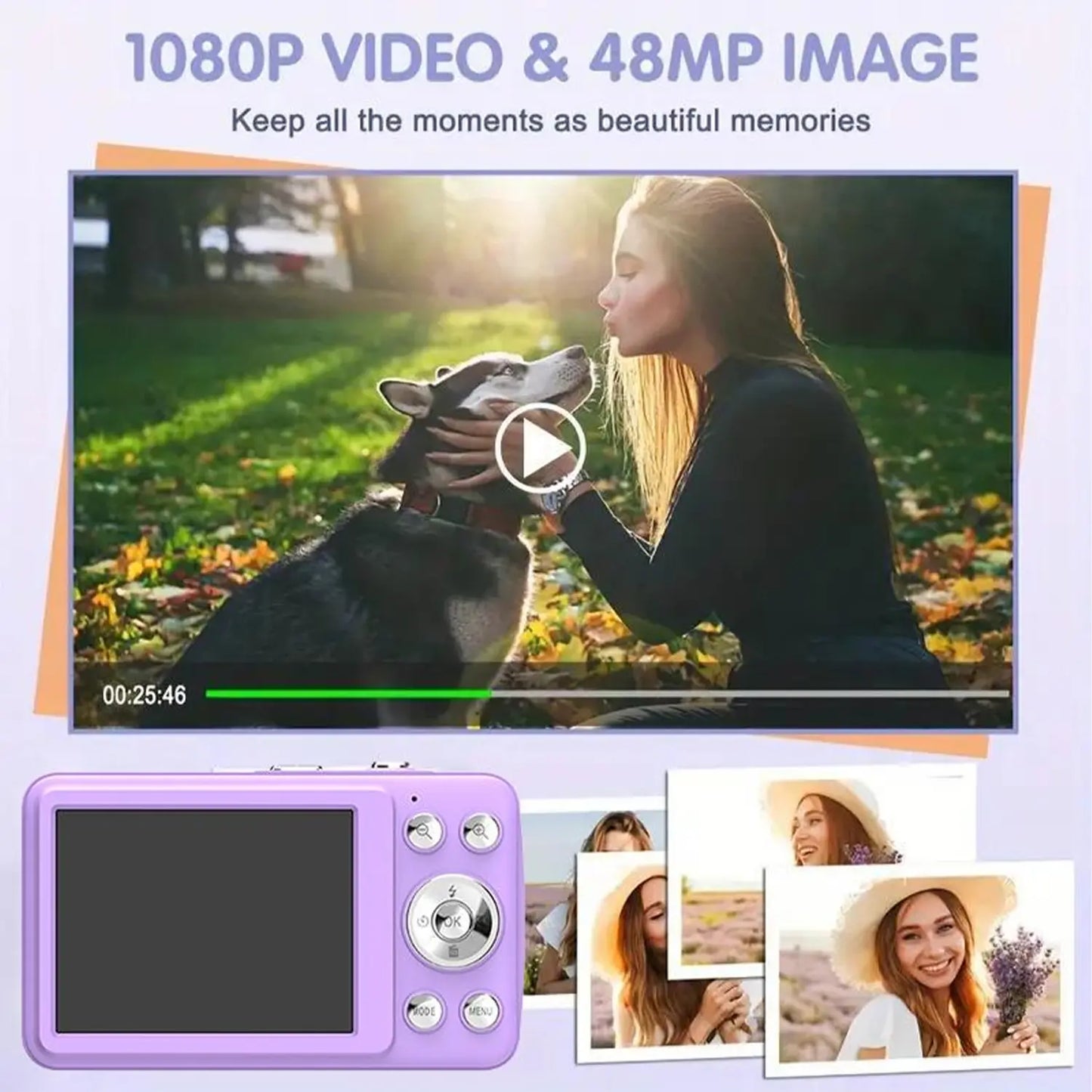 1080P Point & Shoot Camera, Auto Focus, 16x Zoom, 32GB Card, Compact Digital Camera for Teens & Beginners