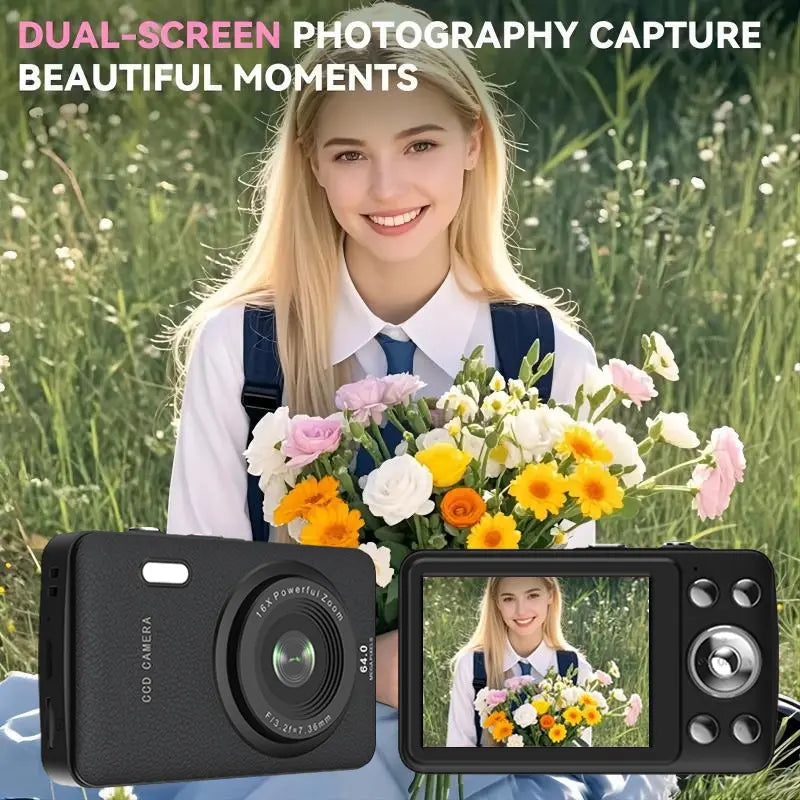1080P Point & Shoot Camera, Auto Focus, 16x Zoom, 32GB Card, Compact Digital Camera for Teens & Beginners