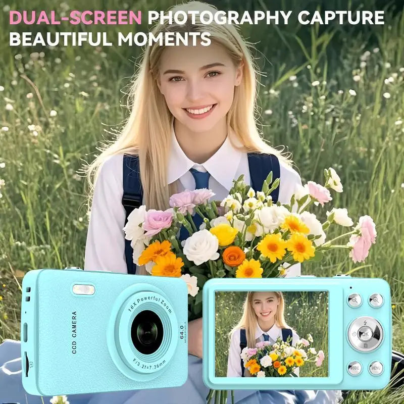 1080P Point & Shoot Camera, Auto Focus, 16x Zoom, 32GB Card, Compact Digital Camera for Teens & Beginners