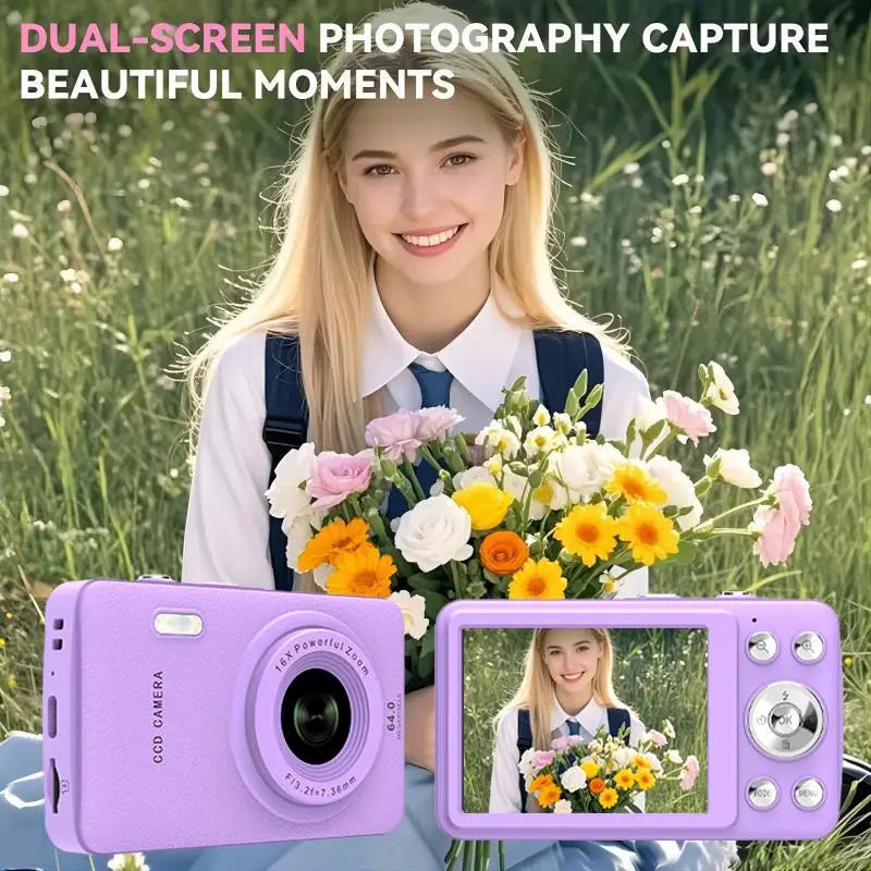 1080P Point & Shoot Camera, Auto Focus, 16x Zoom, 32GB Card, Compact Digital Camera for Teens & Beginners